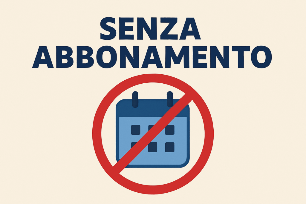 Illustrazione con simbolo senza abbonamento per evidenziare il gestionale Excel a costo unico