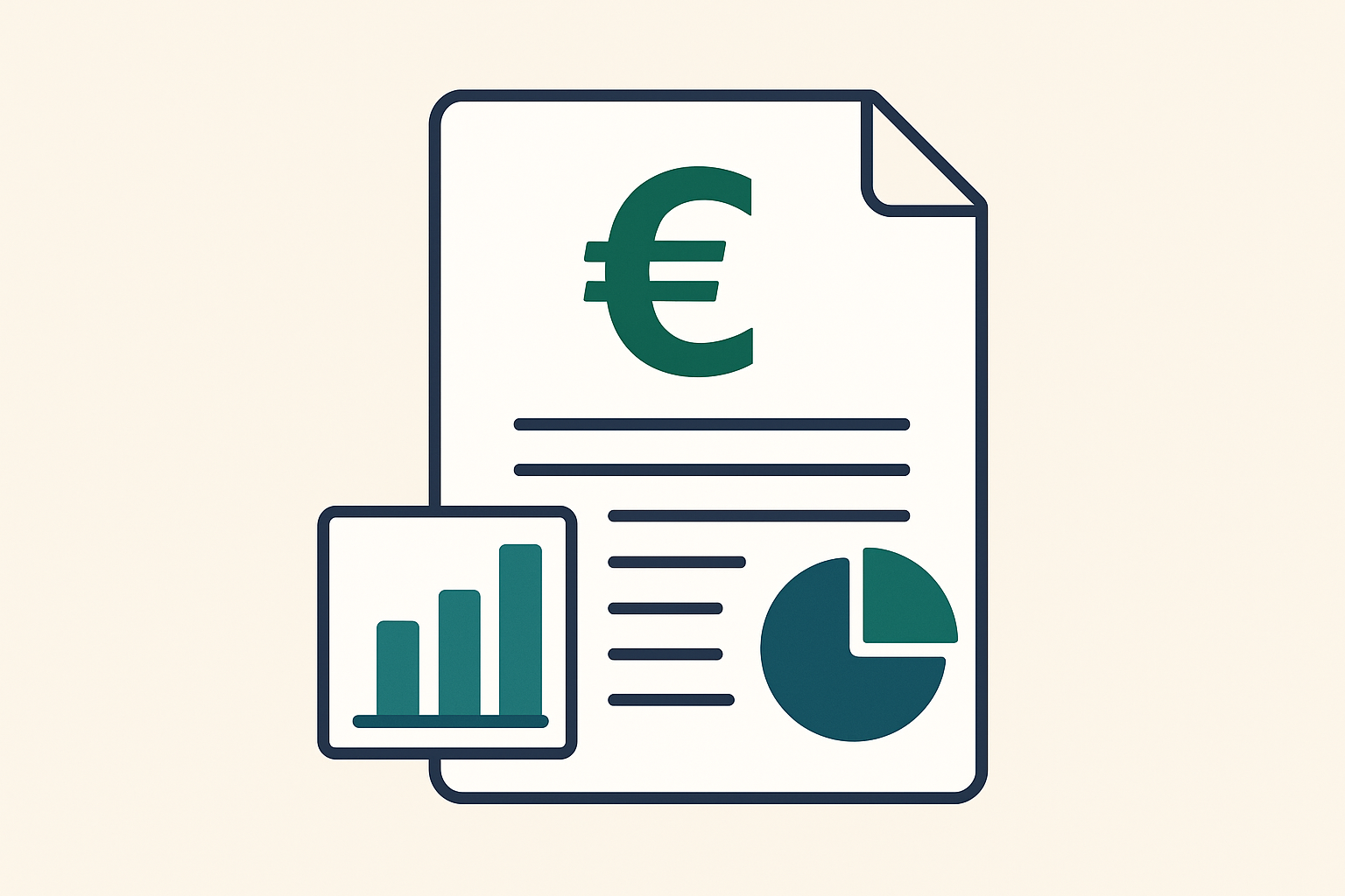 Illustrazione flat di un file Excel aperto con simboli di risparmio e sicurezza
